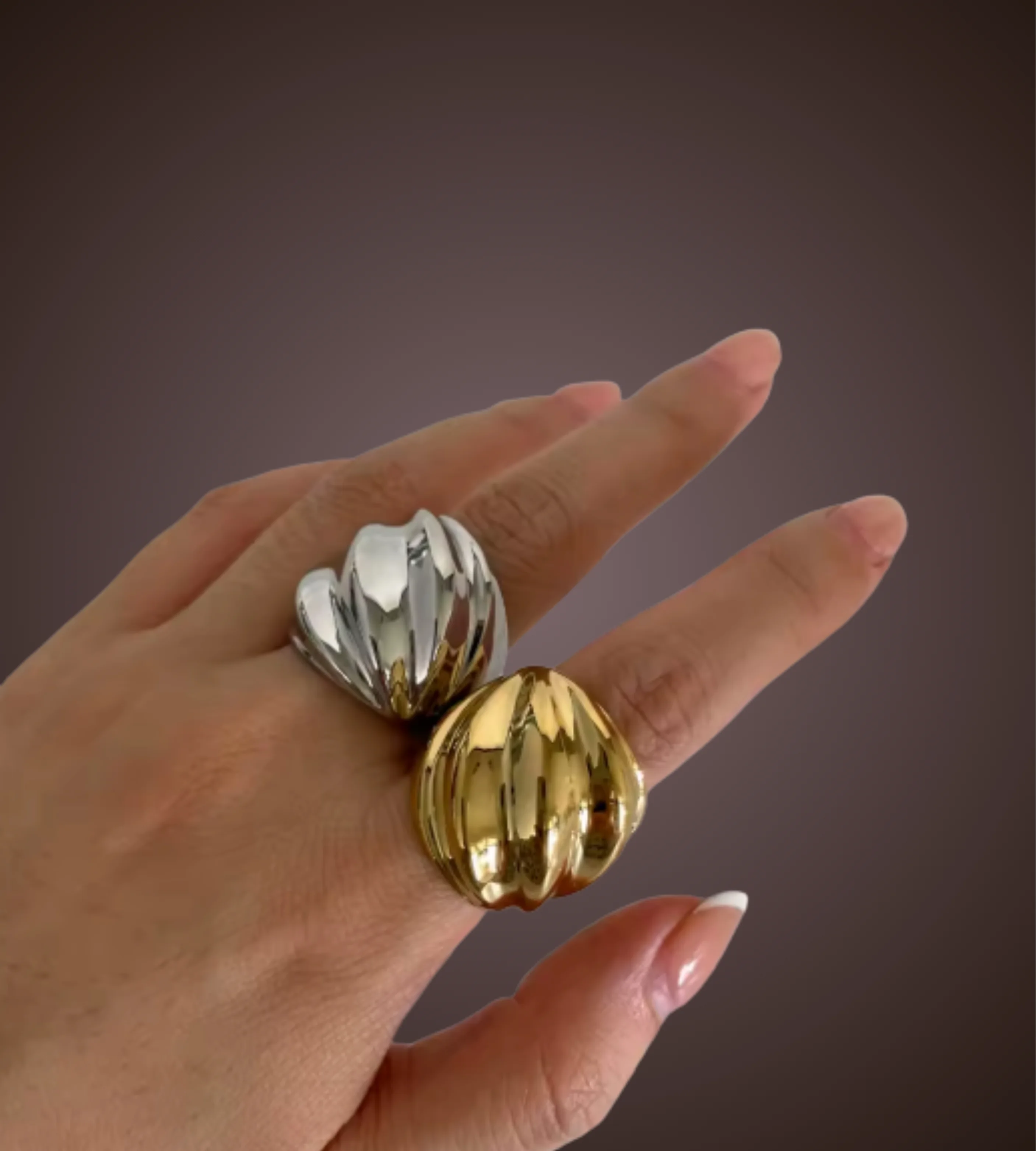 خواتم GHIDBK هيب هوب بانك من الفولاذ المقاوم للصدأ بتصميم مموج وعريض، مناسبة للرجال والنساء، مقاومة للصدأ، مجوهرات مميزة، إصدار جديد لعام 2024