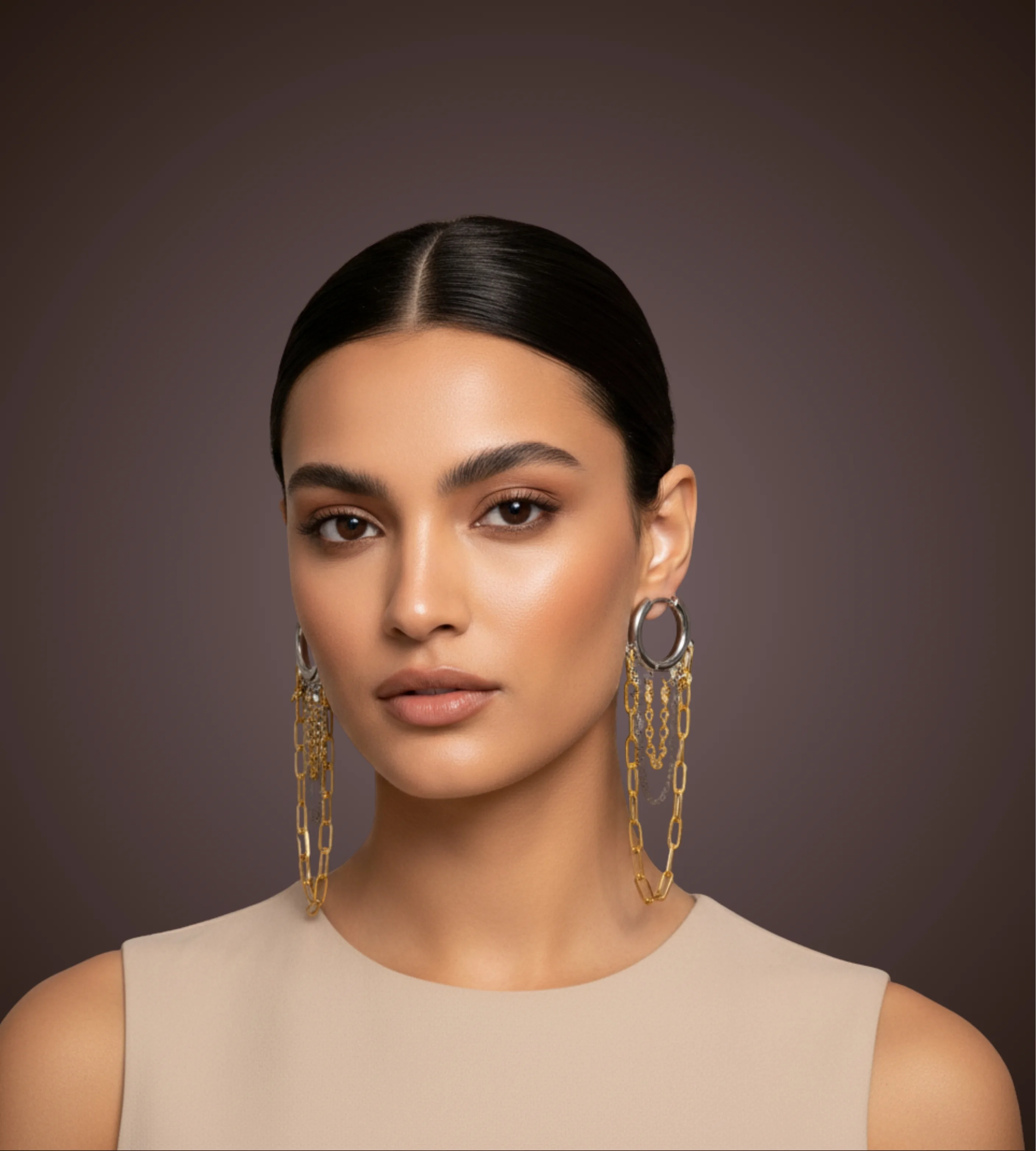 أقراط أنيقة من التيتانيوم الصلب مزينة بشرابة