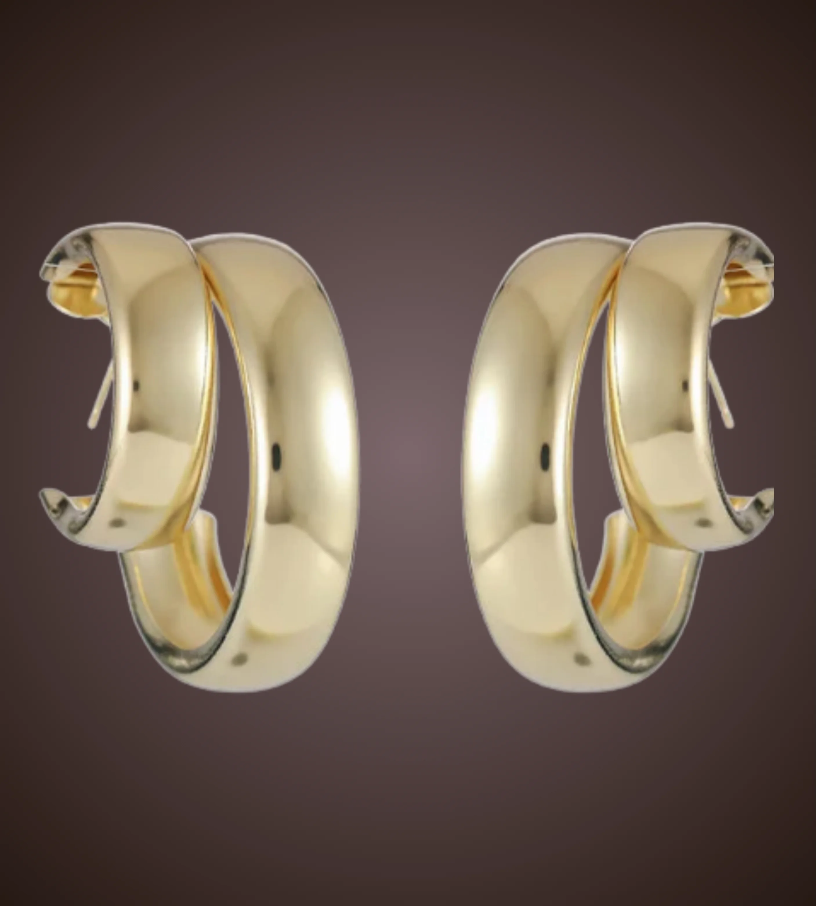 أقراط معدنية مزدوجة على شكل حرف C مبالغ فيها