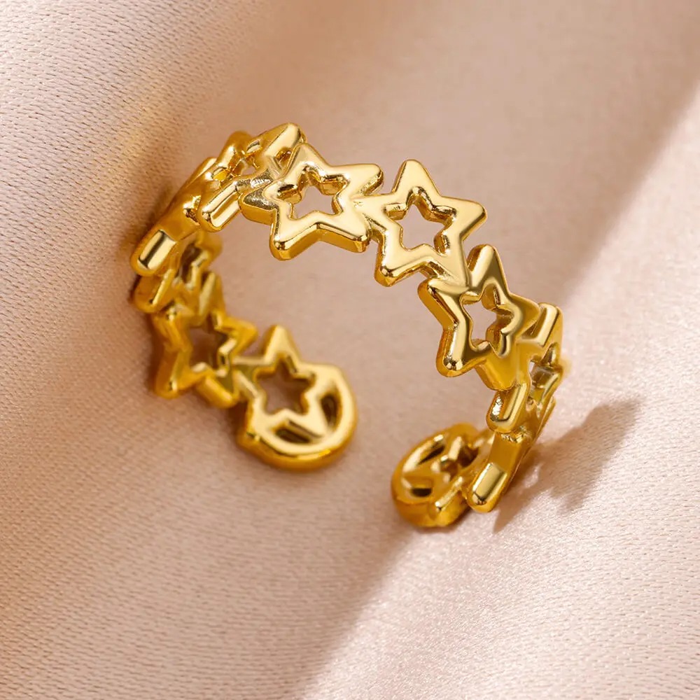 Anillo Concha Dorada – Acero Inoxidable 316L