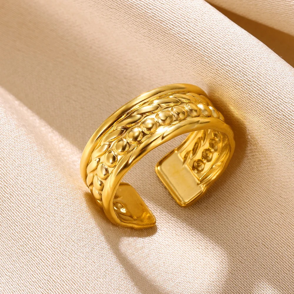Anillo Concha Dorada – Acero Inoxidable 316L