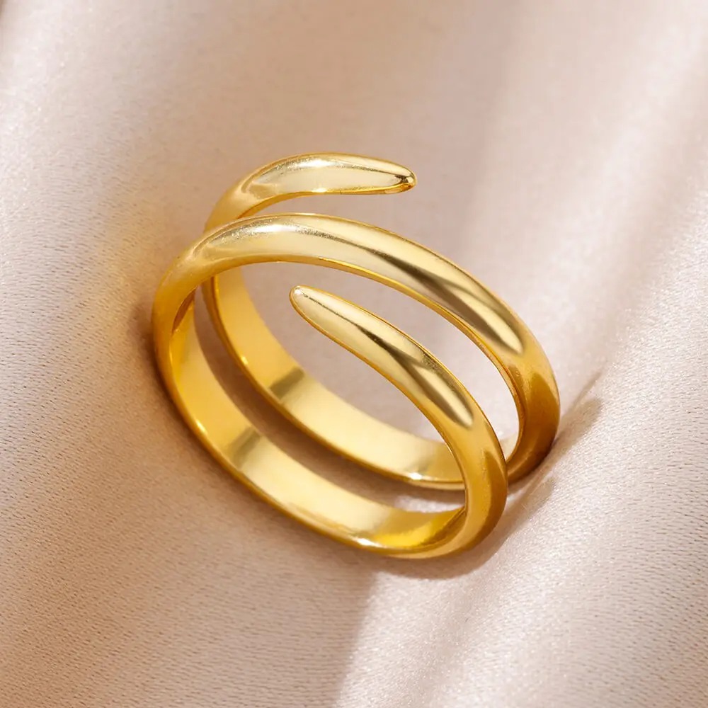 Anillo Concha Dorada – Acero Inoxidable 316L