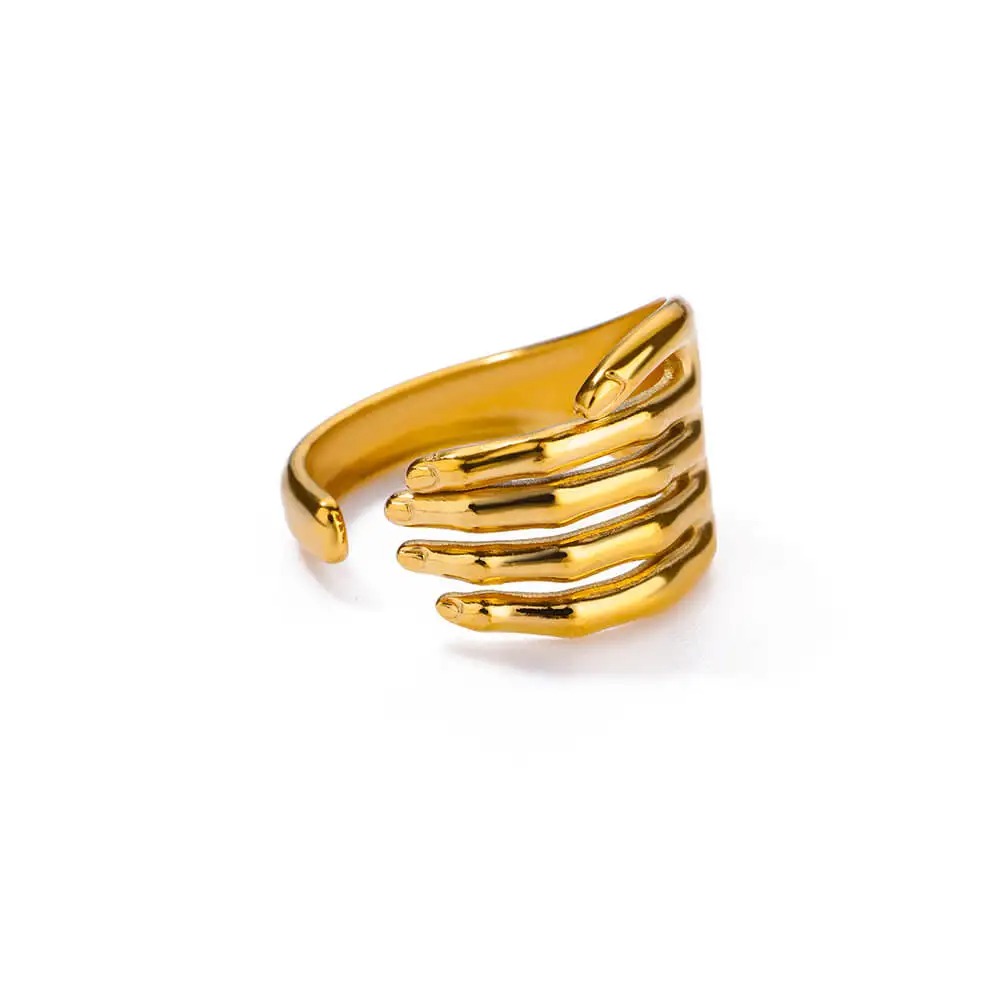 Anillo Concha Dorada – Acero Inoxidable 316L