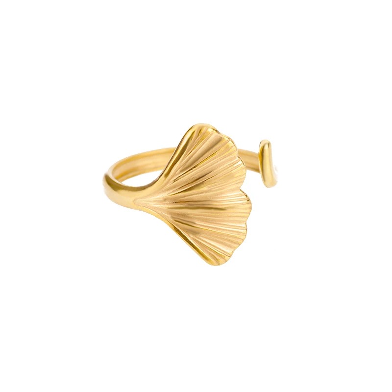 Anillo Concha Dorada – Acero Inoxidable 316L