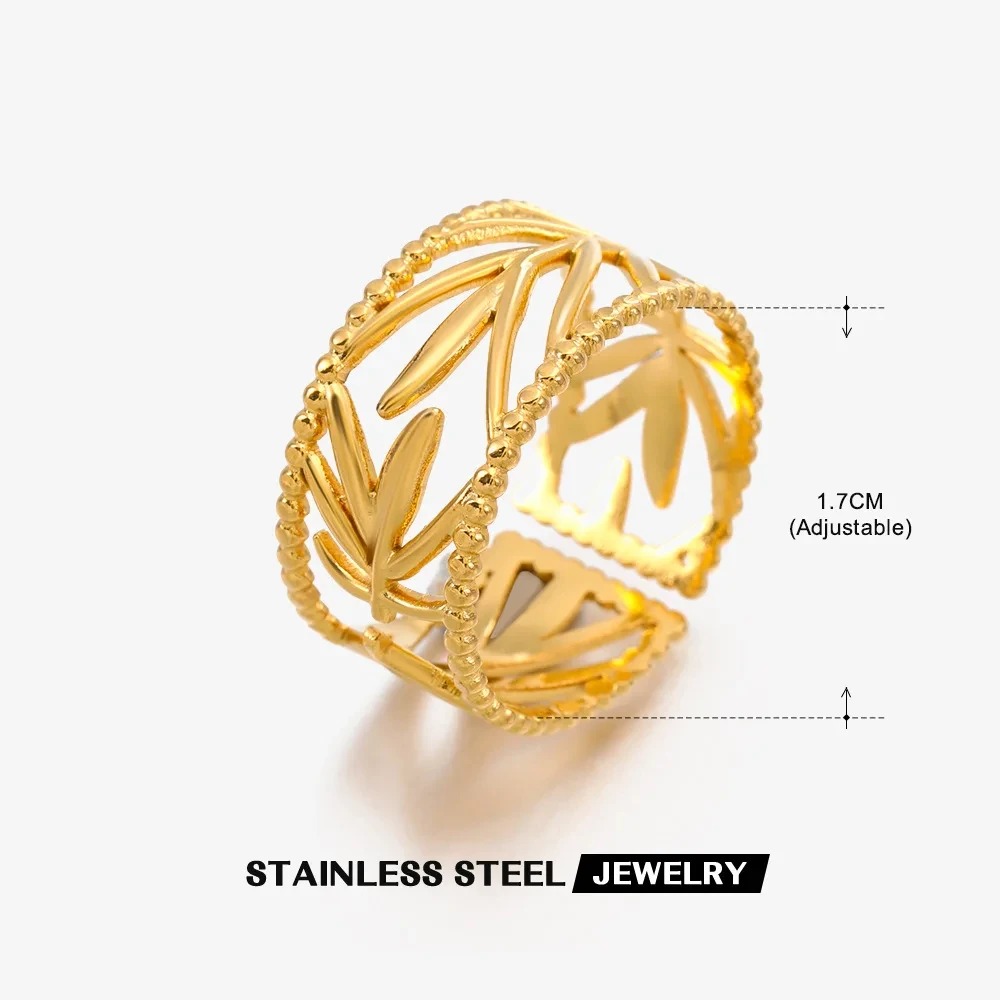Anillo Concha Dorada – Acero Inoxidable 316L