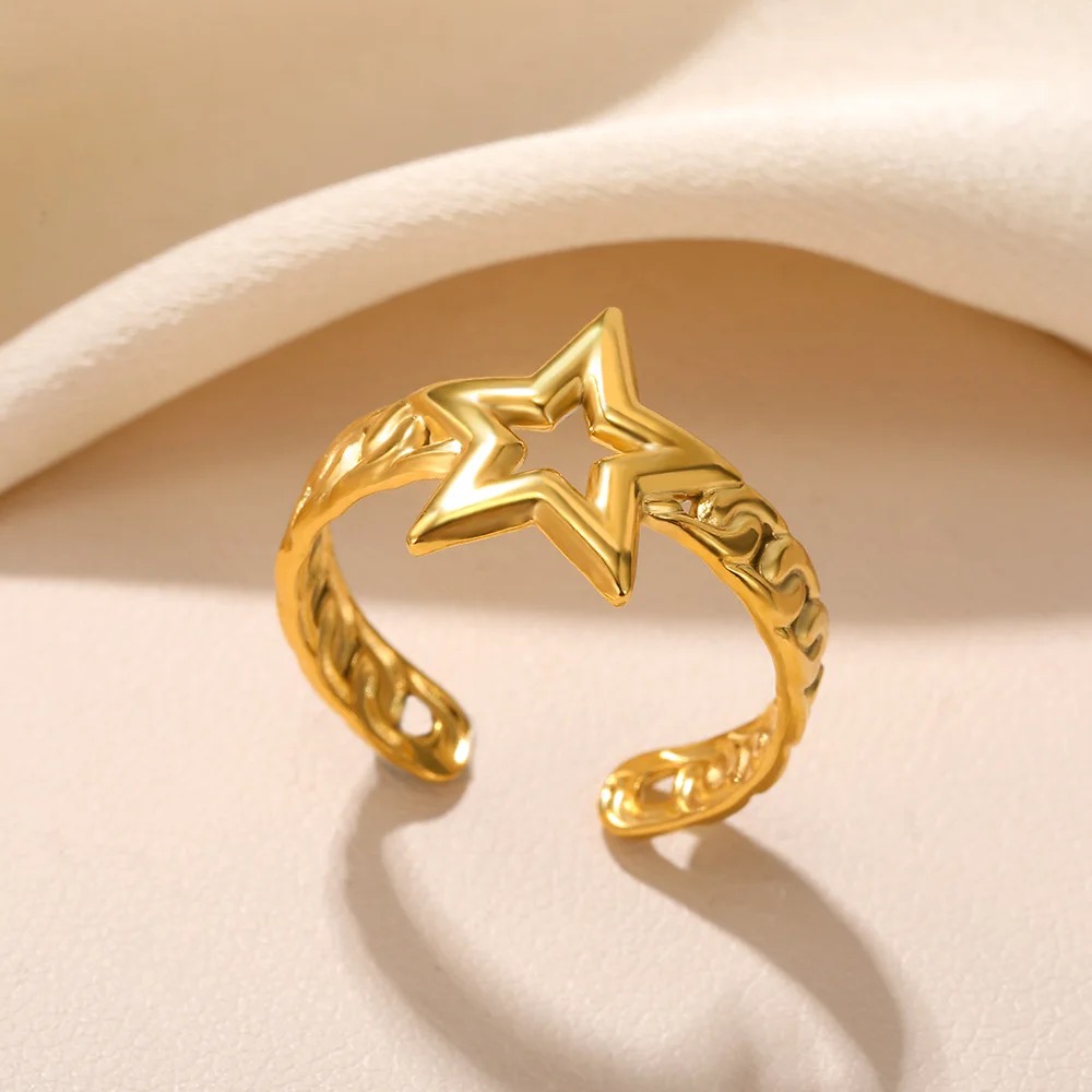 Anillo Concha Dorada – Acero Inoxidable 316L