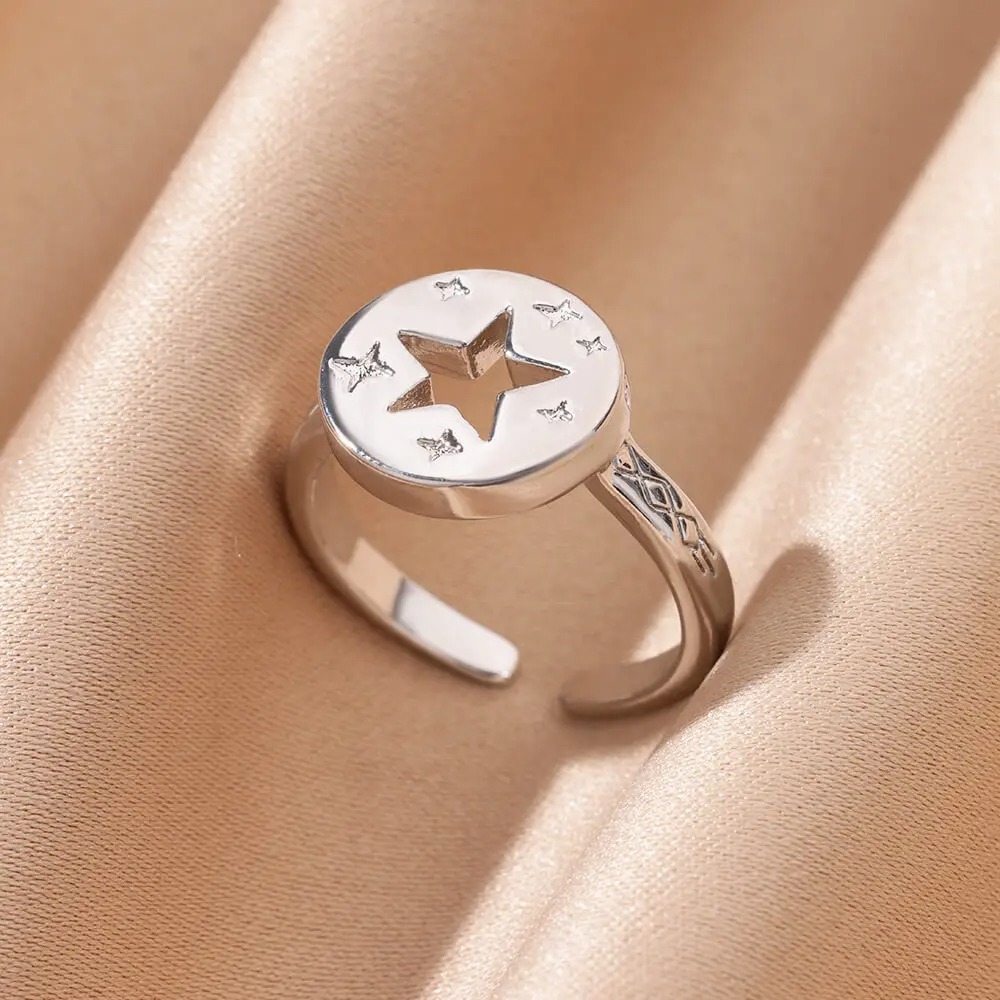 Anillo Concha Dorada – Acero Inoxidable 316L
