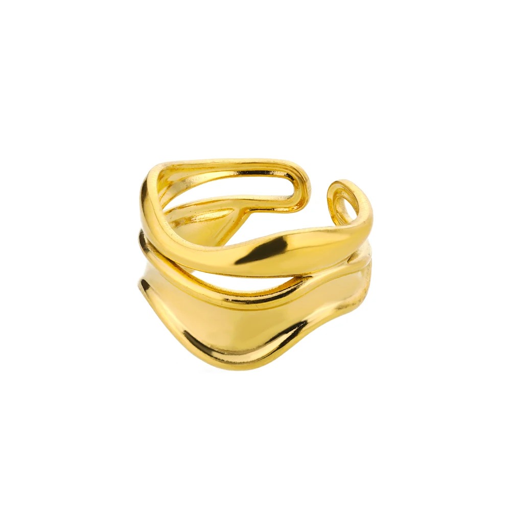 Anillo Concha Dorada – Acero Inoxidable 316L