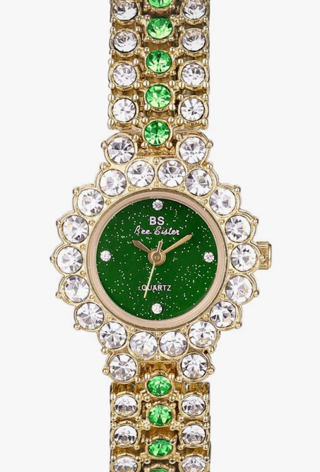 كاستويف ساعة كوارتز فاخرة رومانسية للنساء بغطاء كامل من حجر الراين