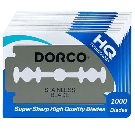 Dorco ST300 Platinum - Cuchillas de afeitar de doble filo, 1000 unidades, cuchillas de afeitar de acero inoxidable de alta calidad, súper afiladas para un afeitado suave y preciso