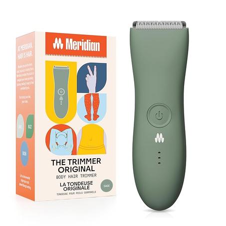 MERIDIAN The Trimmer Original - Recortadora de vello corporal para hombres, afeitadora eléctrica para cabello púbico, pecho, piernas y bikini, impermeable y recargable, salvia