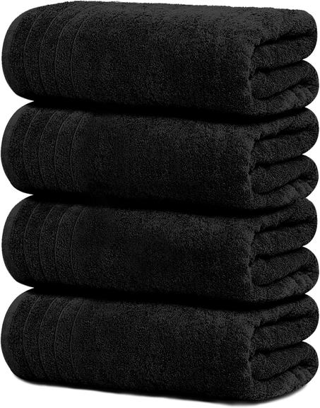 Tens Towels Paquete de 4 toallas de baño extragrandes de 30 x 60 pulgadas, 100% algodón, más grandes y ligeras, más rápidas de secar, súper suaves y absorbentes, perfectas para baño, color ne