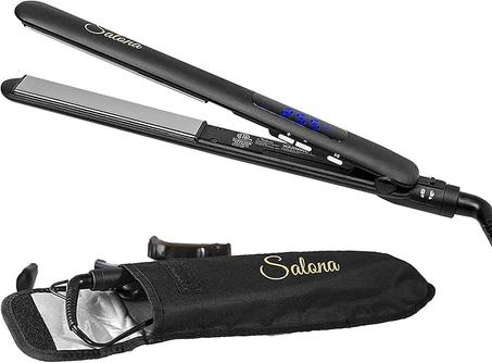 Salona 1" Titanium Flat Iron alisador de cabello profesional, todo el mundo Voltaje Dual 110 – 240 V con resistente al calor bolsa de viaje