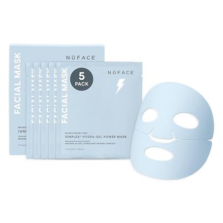 NuFACE IonPlex Hydra-Gel Power Mask - Mascarilla coreana de hidrogel para ayudar a aumentar la hidratación, suavizar las líneas finas y mejorar los resultados de microcorrientes, revela un br