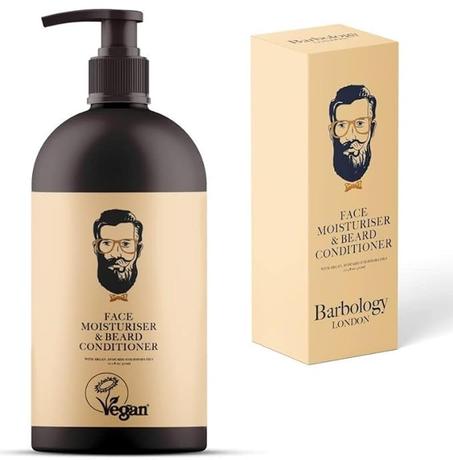 Hidratante 2 en 1 para barba y cara con aceite de jojoba, aceite de argán y aceite de aguacate, acondiciona el cabello facial seco, picazón y grueso, botella con bomba de 10 onzas