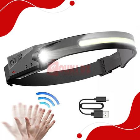 مصباح رأس لاد قابل للشحن مقاوم للمياه يو أس بي 10 واط   Lampe de tete LED COB XPE rechargeable étanche USB 10W