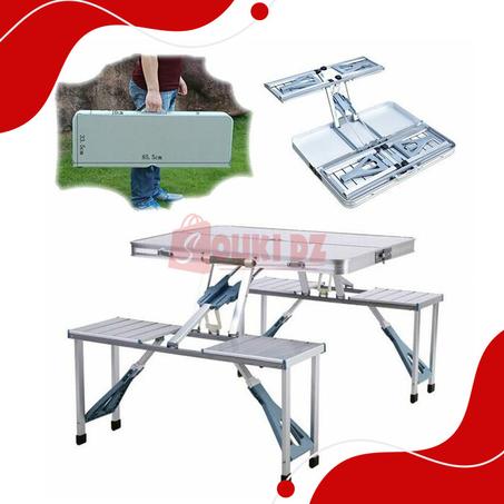 طاولة ألمنيوم محمولة للنزهات الخارجية قابلة للطي 4 مقاعد 135*109*66سم