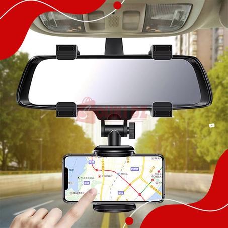 حامل الهواتف الذكية على مرآة القيادة الخلفية قابل للتعديل 360درجة