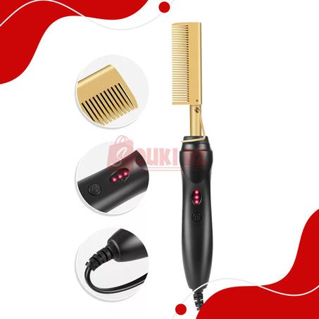 مشط مصفف شعر كهربائي 2 في 1 مع حرارة قابلة للتعديل