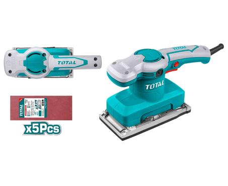 Ponceuse vibrante 180mmx90mm+ 5 papiers abrasifs Total