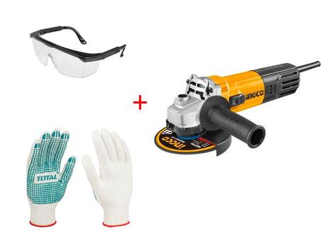 Meuleuse angulaire 750W  115mm // Lunettes de securite // gants tricote