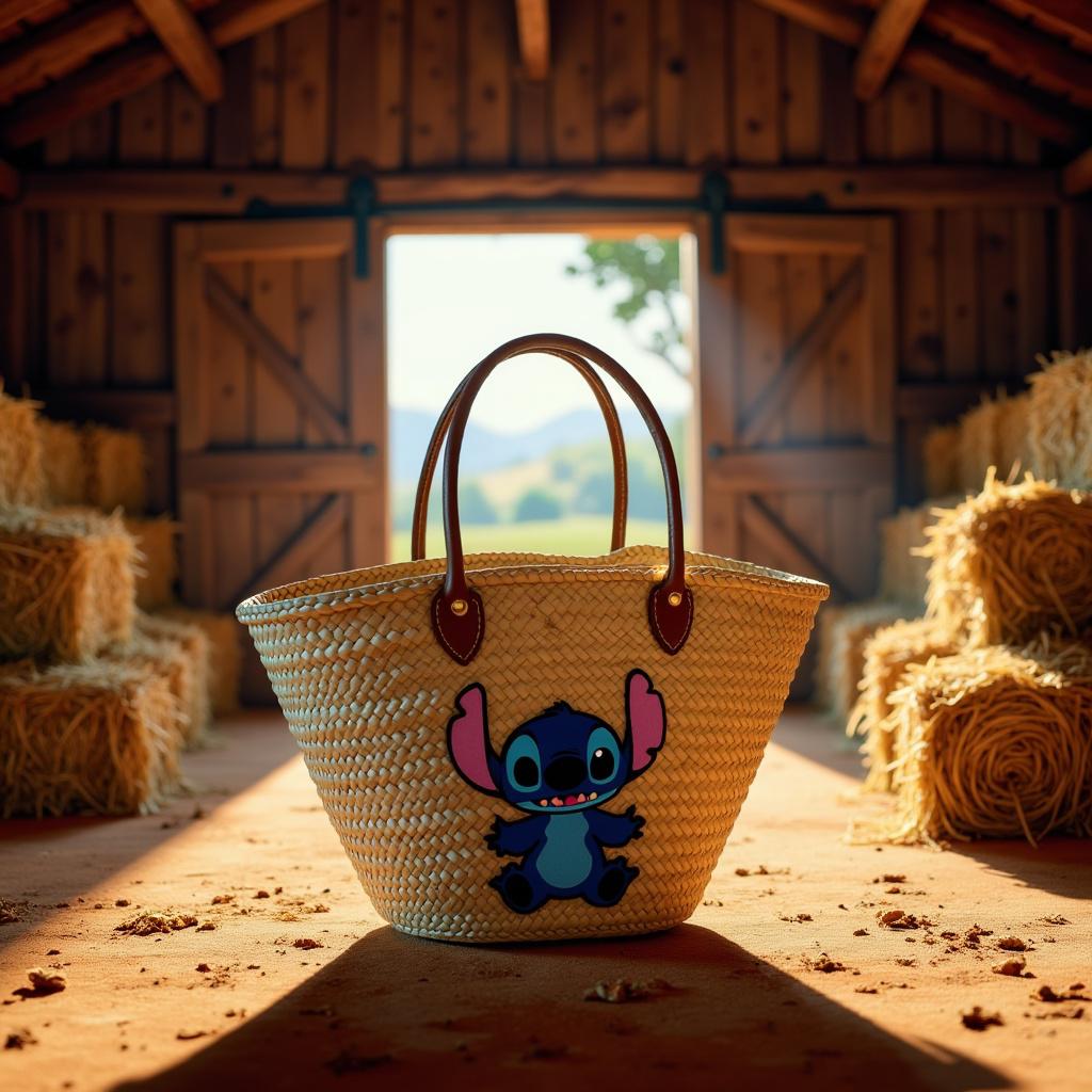 Panier en paille Stitch
