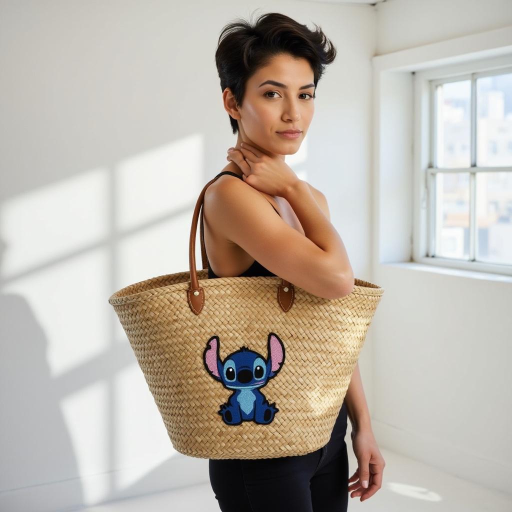Panier en paille Stitch