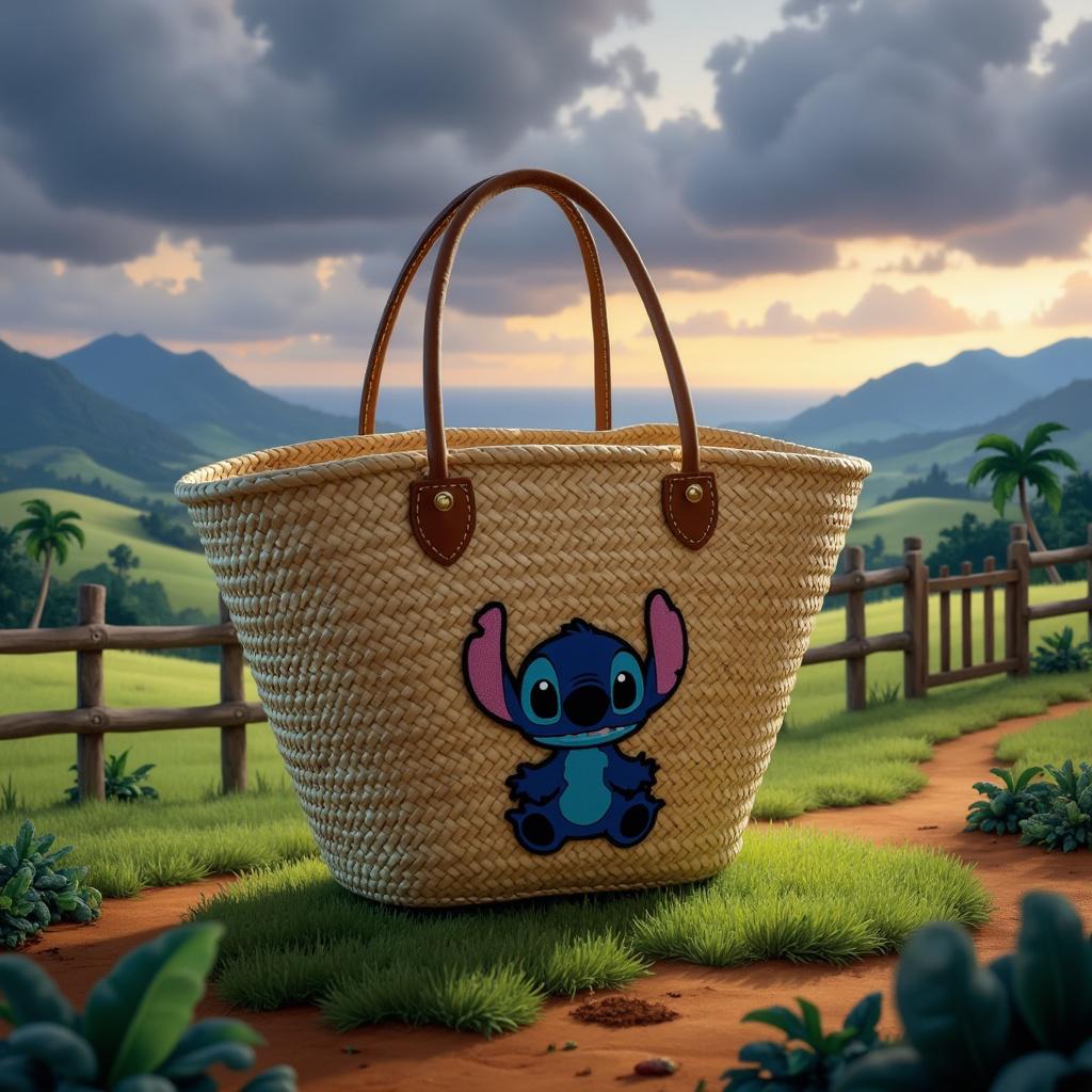 Panier en paille Stitch