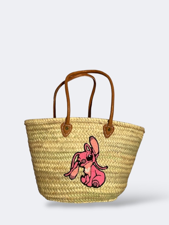 Panier en paille Stitch Angel