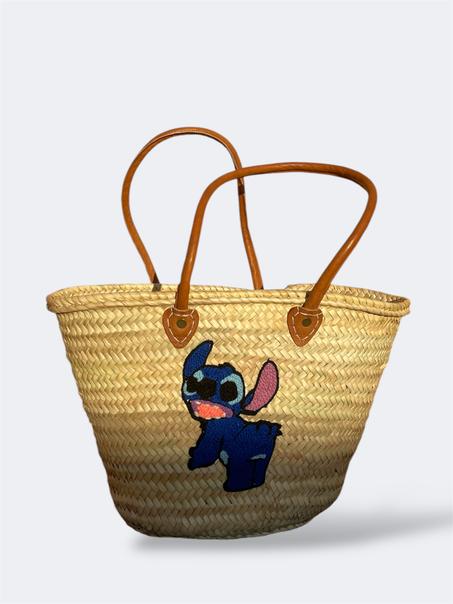 Panier en paille fou Stitch