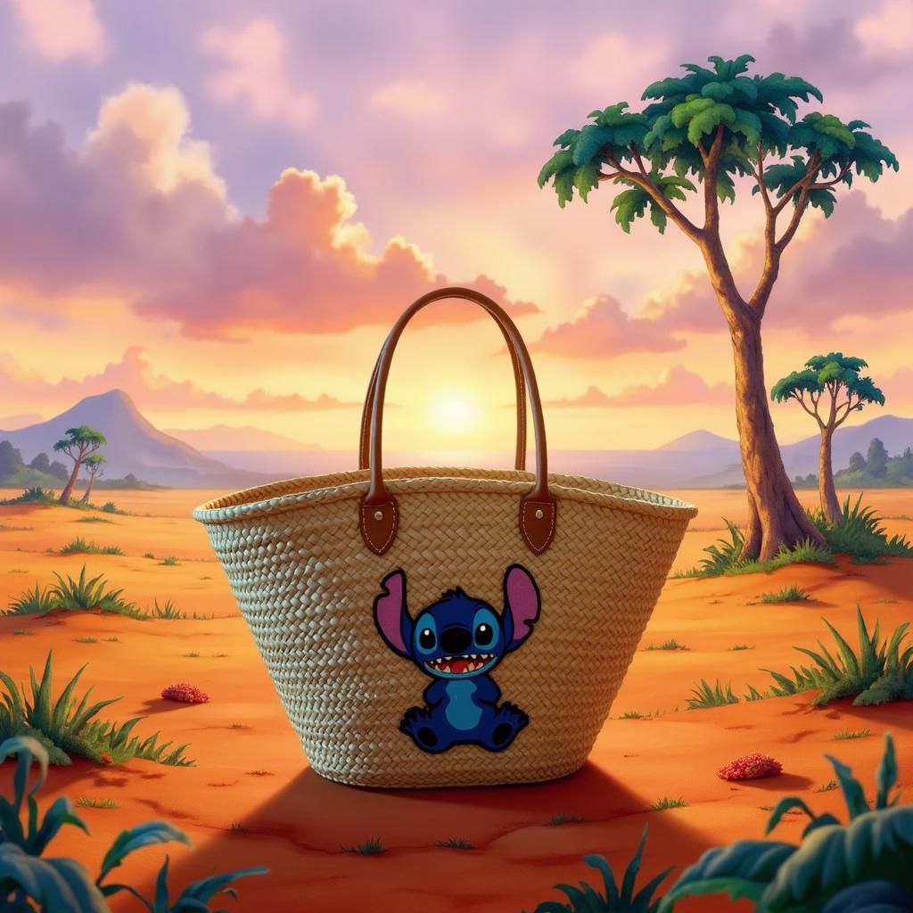 Panier en paille Stitch