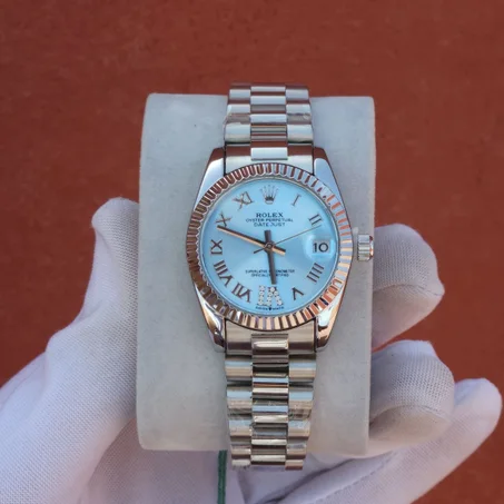 Rolex Femme Day Just Couleur Gri Tableau Bleu