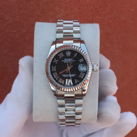 Rolex Date Just Femme Couleur Gri Tableau Noir