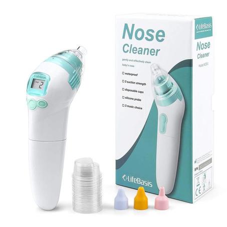 شفاط الانف الكهربائي للاطفال، منظف الانف، 5 مستويات شفط، شحن USB، بمقاسين من اطراف الأنف،