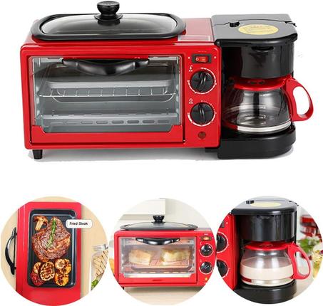 ماكينة صنع الإفطار 3 في 1: قهوة، خبز، وقلي!