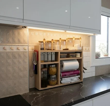 منظم المطبخ الخشبي المتكامل