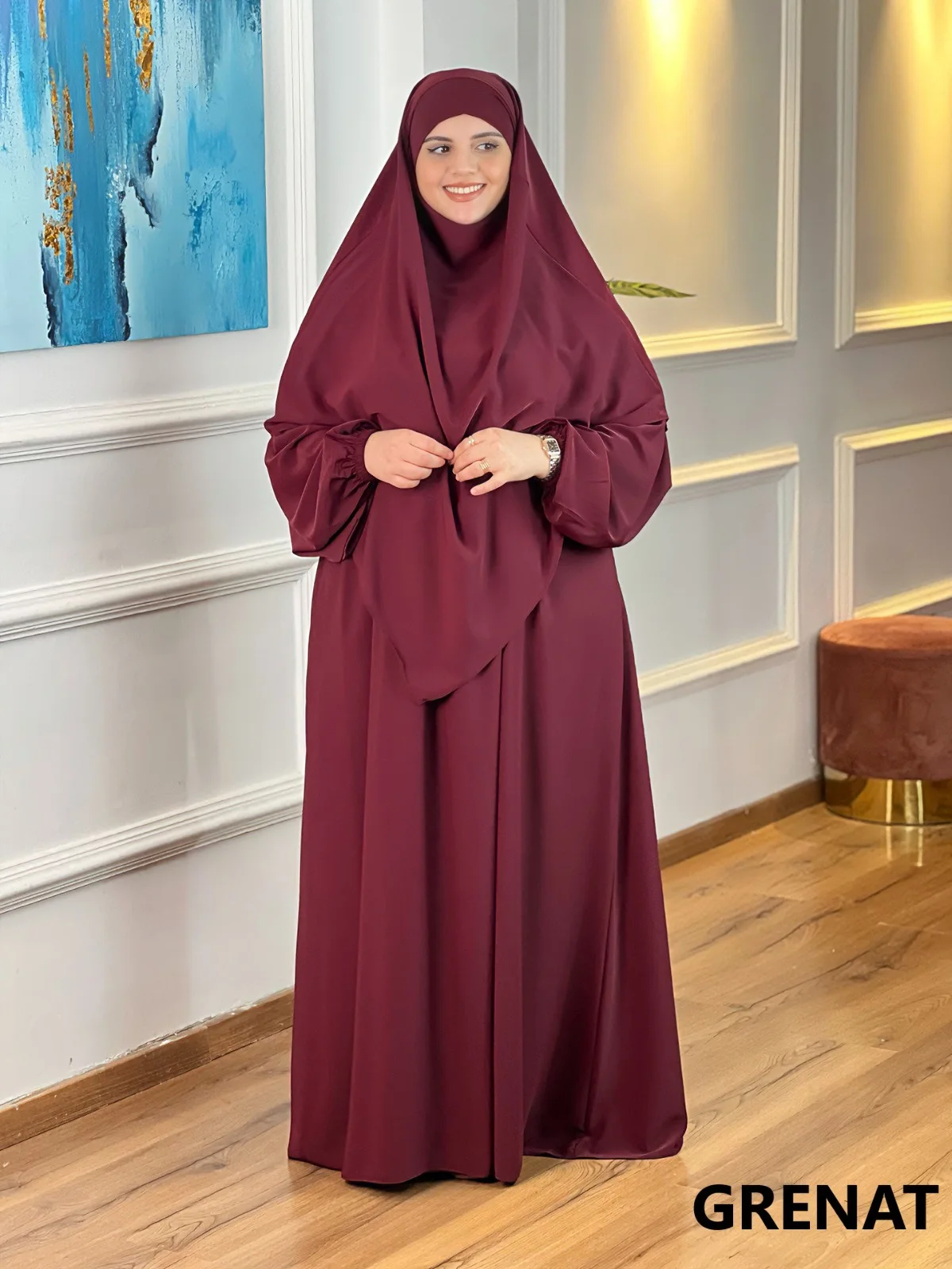 نقاب شرعي كامل من Afifa – تصميم واسع بخامة كريب روزا | متوفر بعدة ألوان