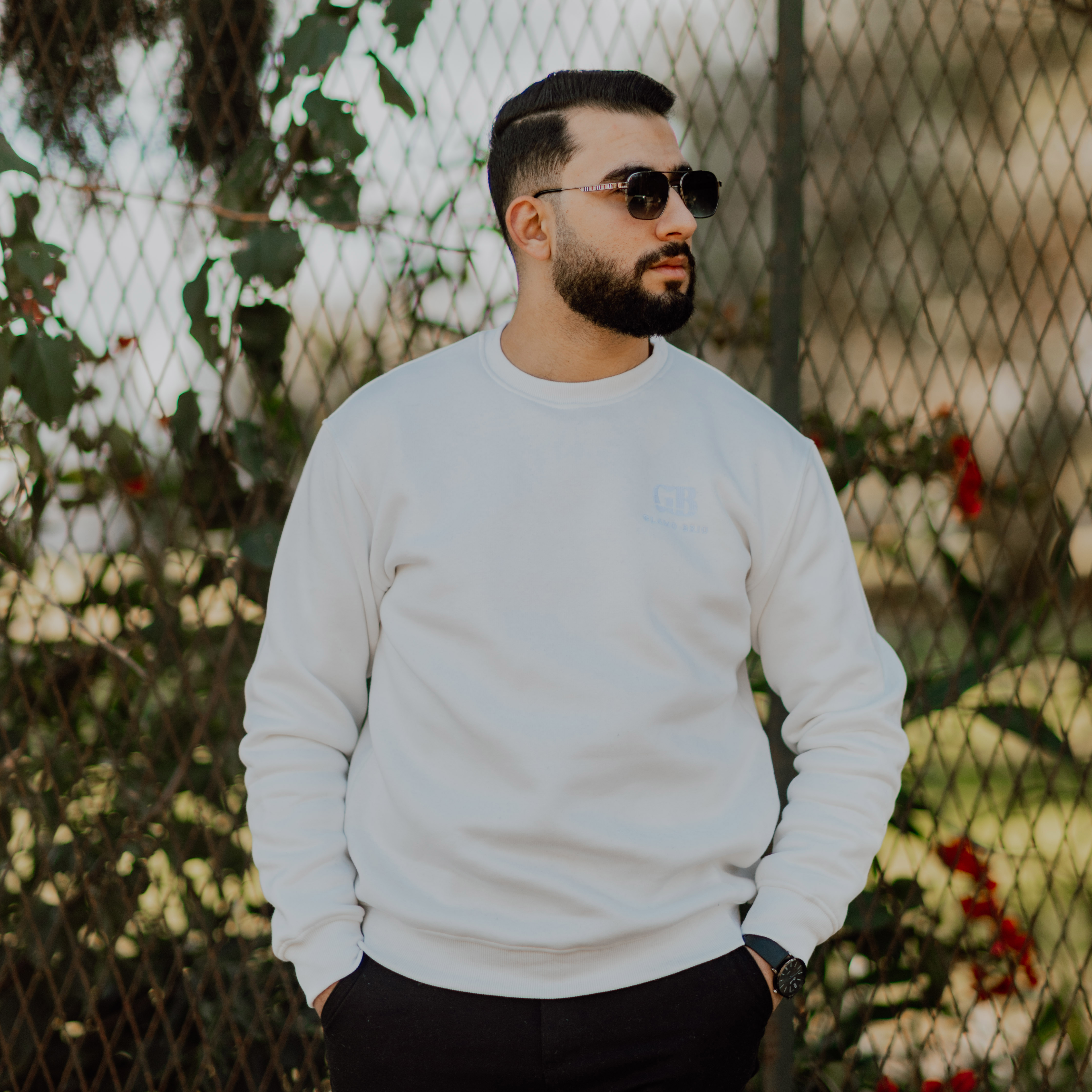 Sweat-shirt coton brodés White
