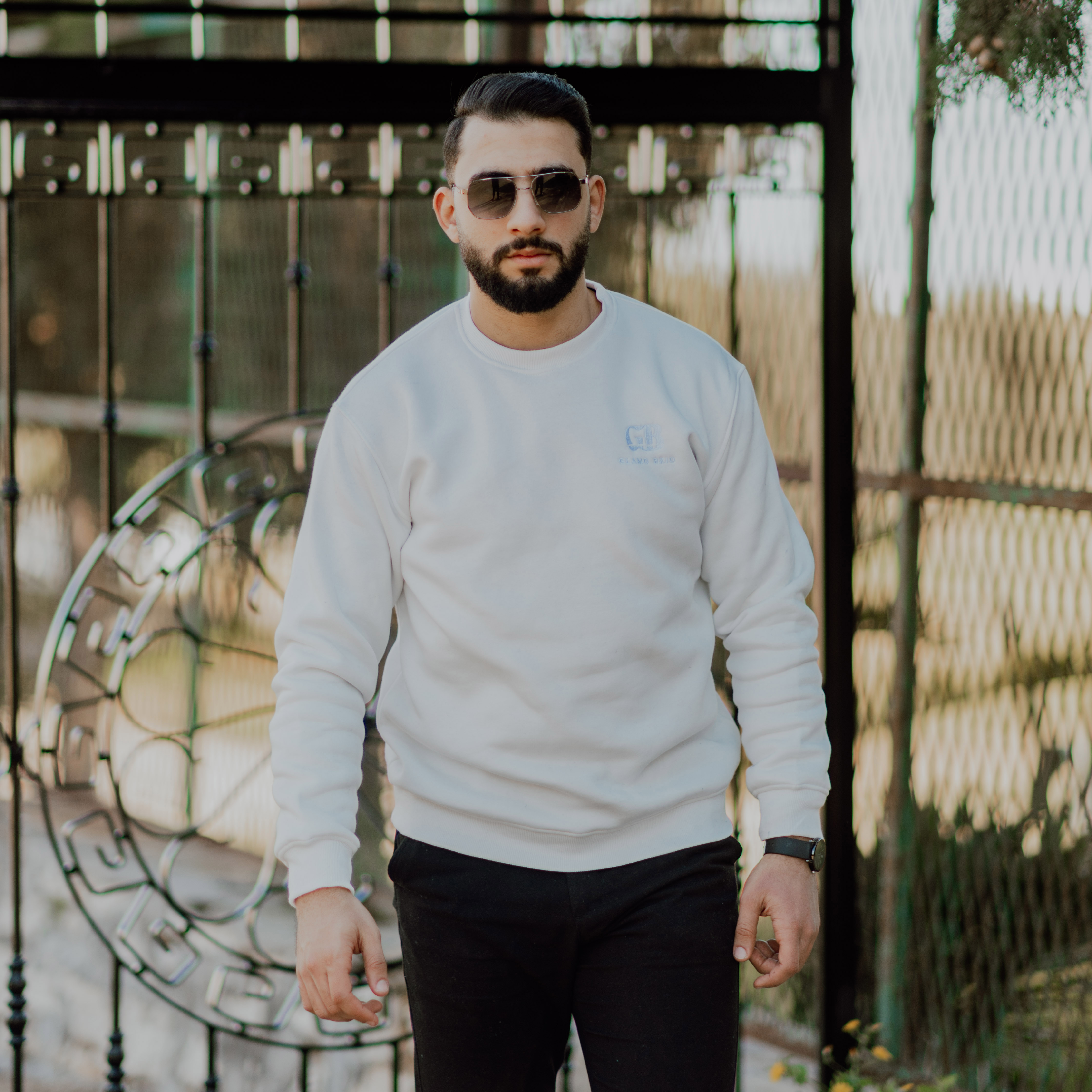 Sweat-shirt coton brodés White