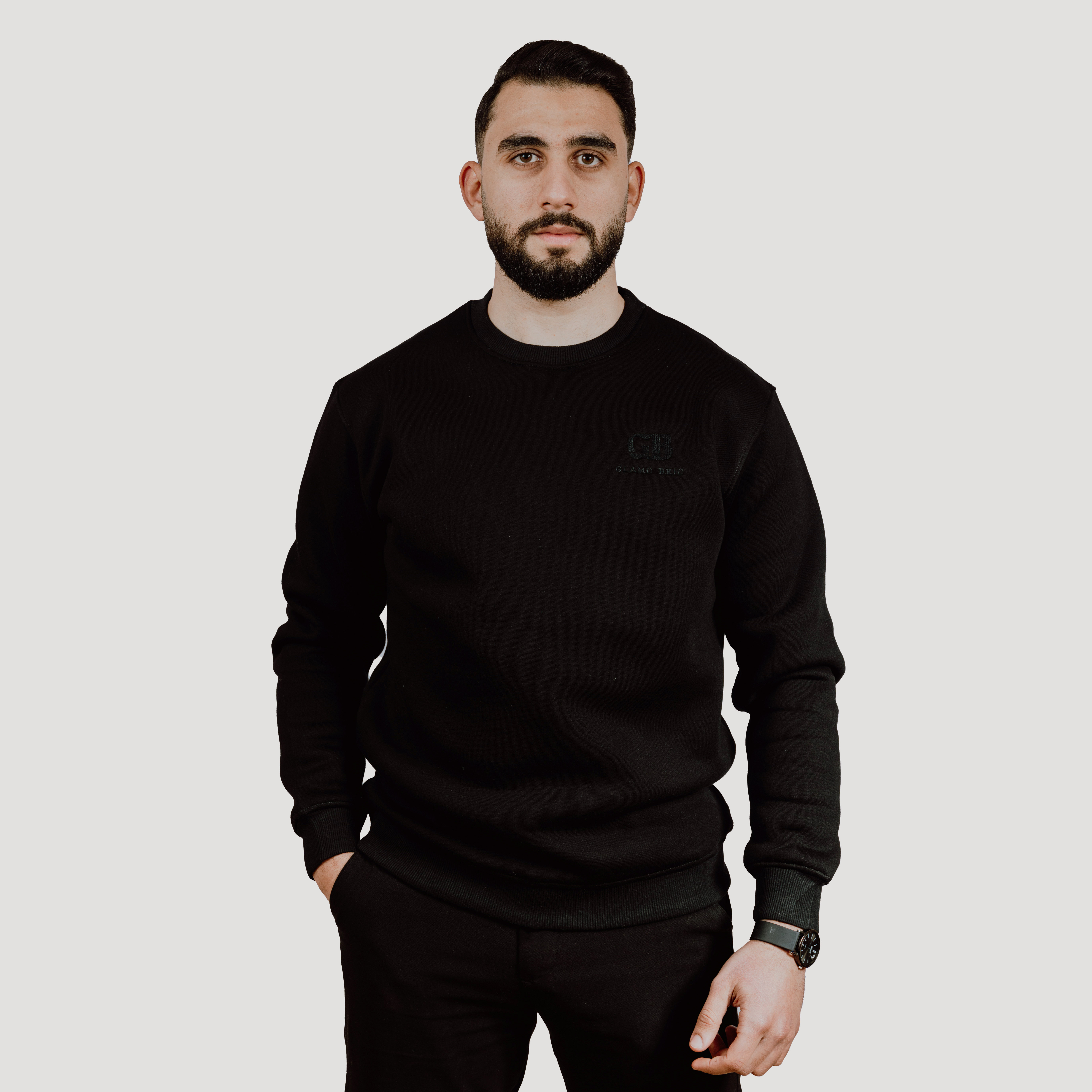 Sweat-shirt coton brodés Black