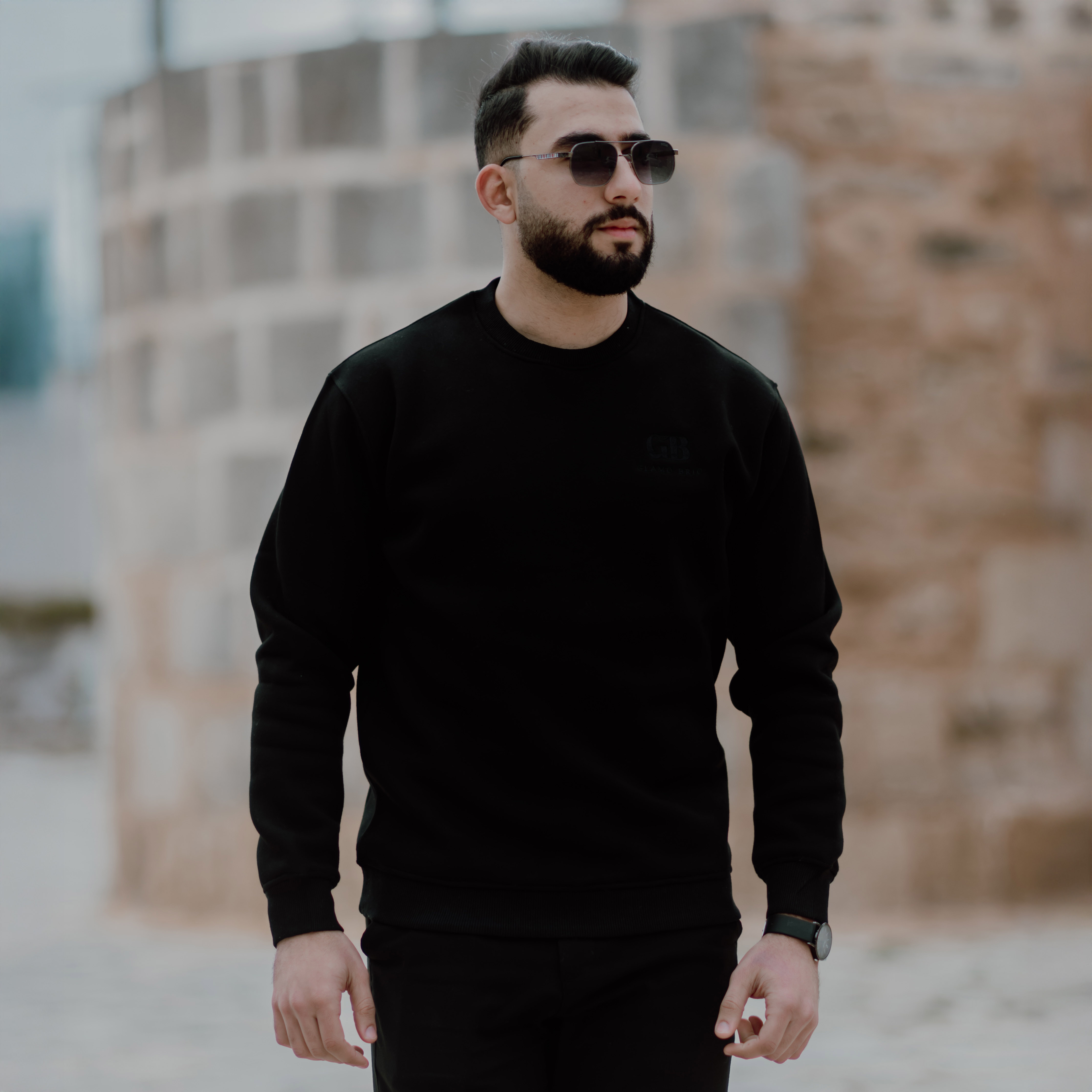 Sweat-shirt coton brodés Black