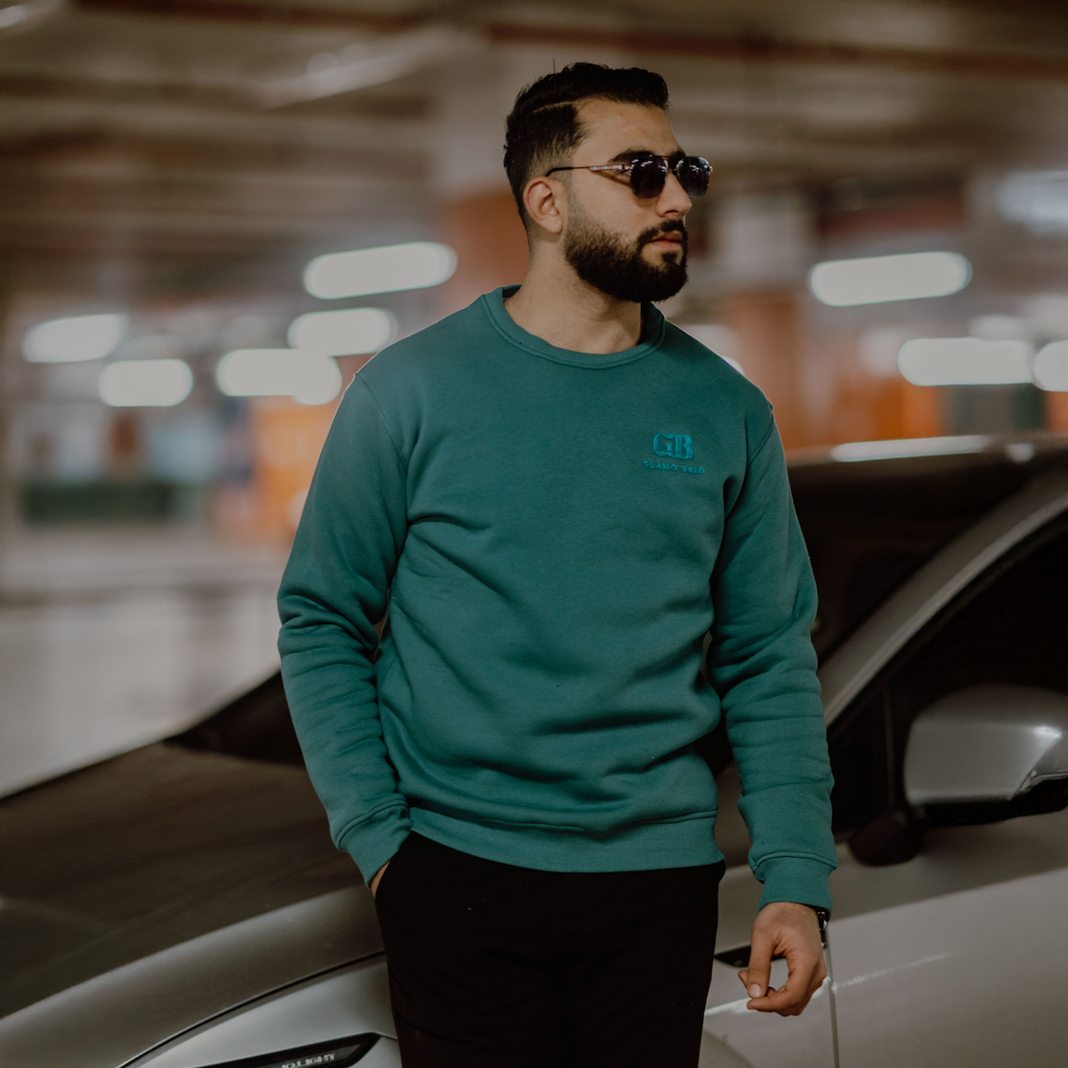 Sweat-shirt coton brodés Green