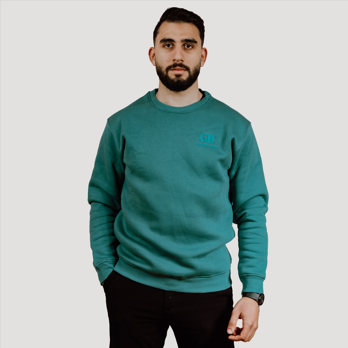 Sweat-shirt coton brodés Green