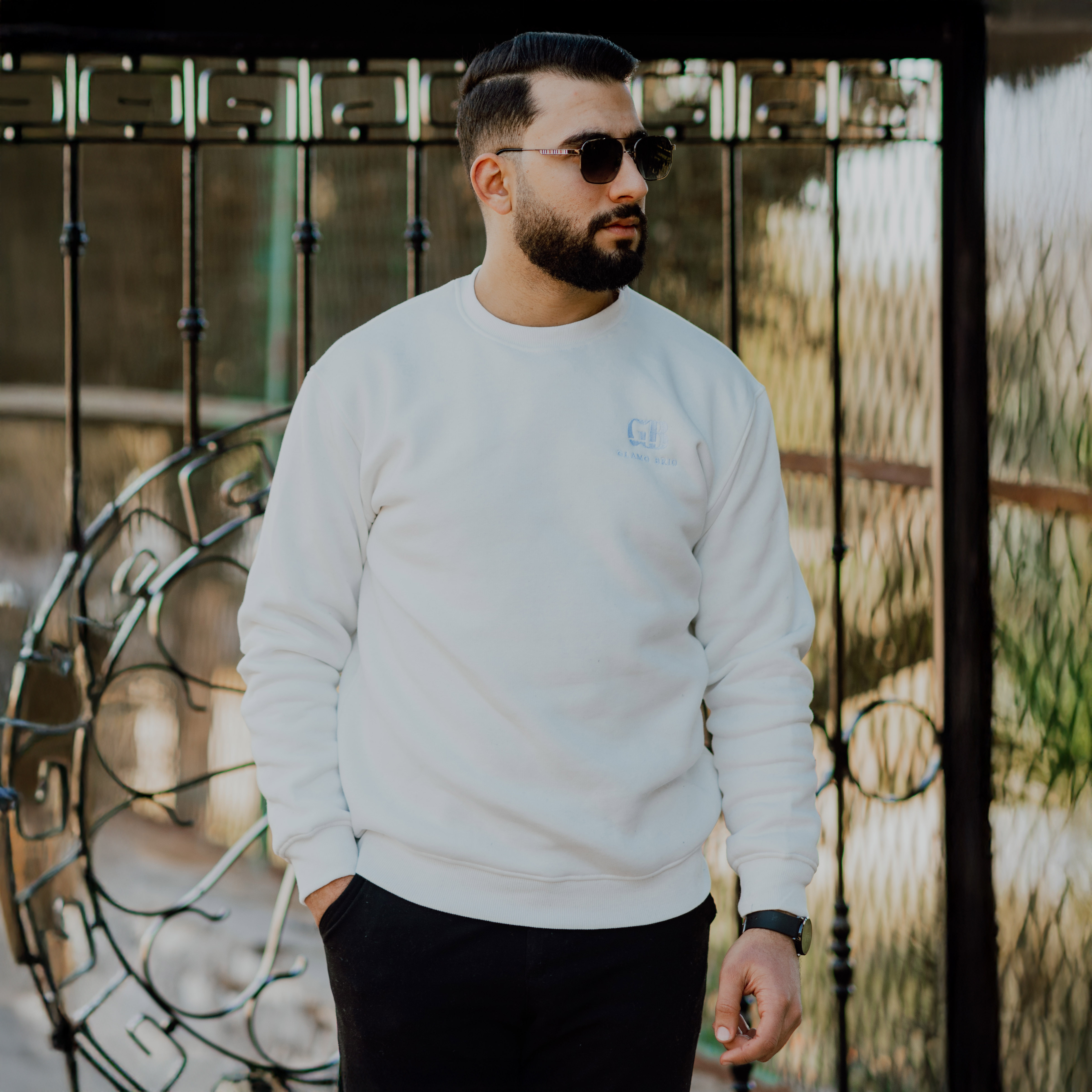 Sweat-shirt coton brodés White