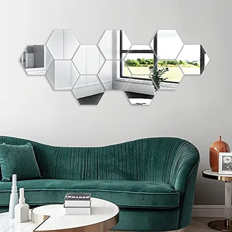 miroir hexagonal 12 piéces