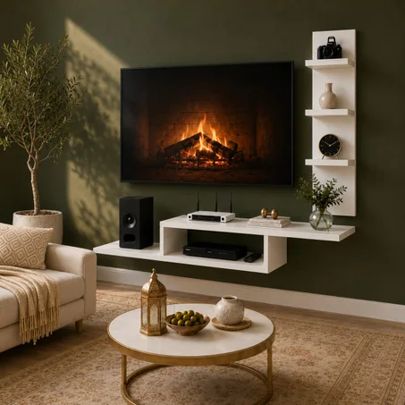1Meuble TV+ Étagères 2 en 1
