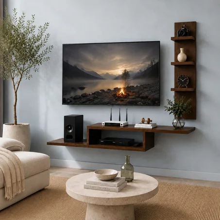 1Meuble TV+ Étagères 2 en 1