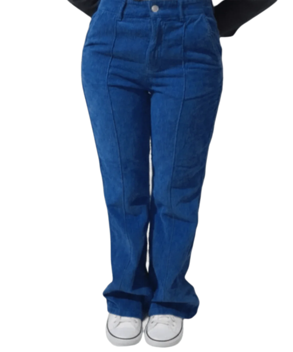 سروال قطيفة أزرق ملكي فاخر