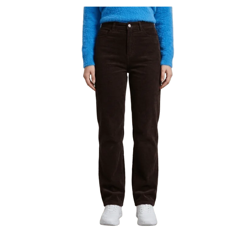 سروال قطيفة بني شكولاطة دافئ