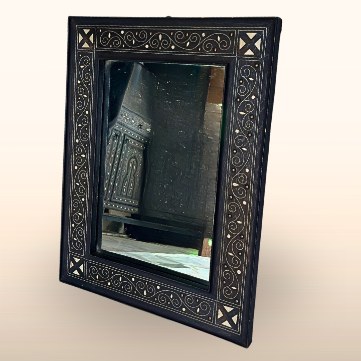 Miroir Marocain en Bois avec Incrustations d'Os